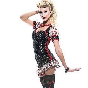 Pmg pinup rockabilly cherry dress, large but fits smaller
